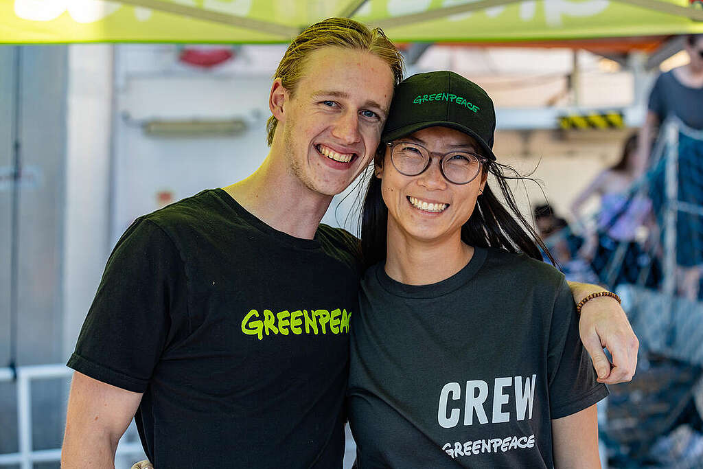 Crew on Rainbow Warrior in Fremantle. © Harriet Spark / Grumpy Turtle Film / Greenpeace