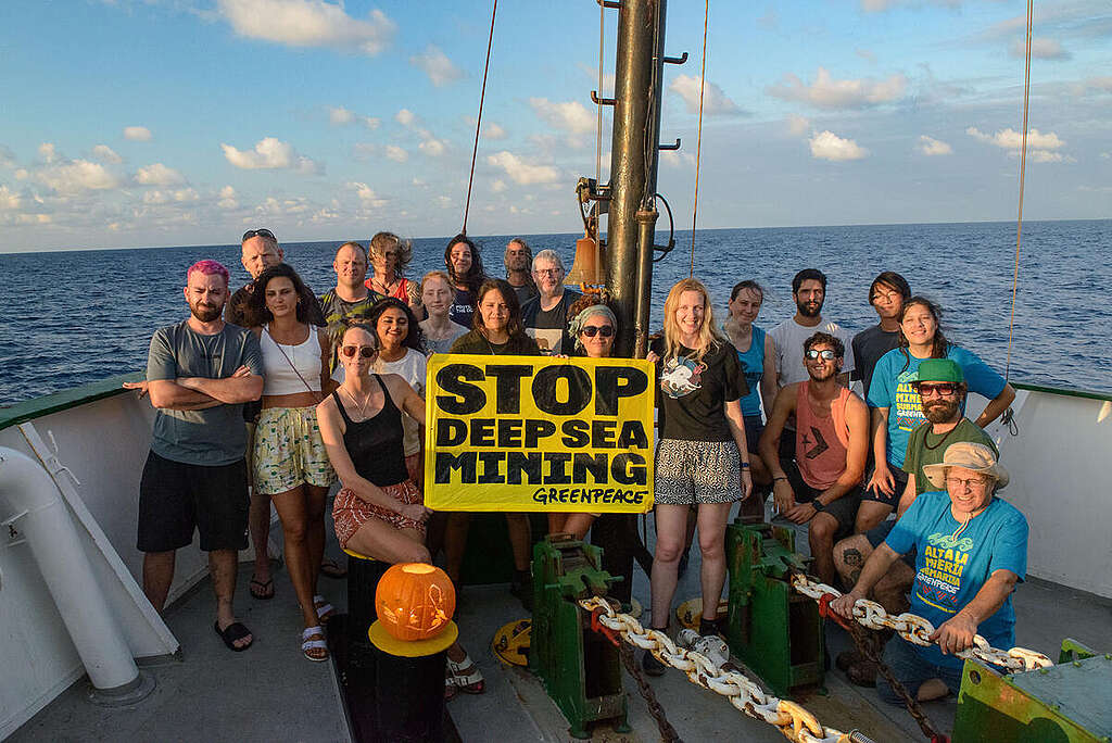 Greenpeace team on the Arctic Sunrise during the campaign against Deep Sea Mining.