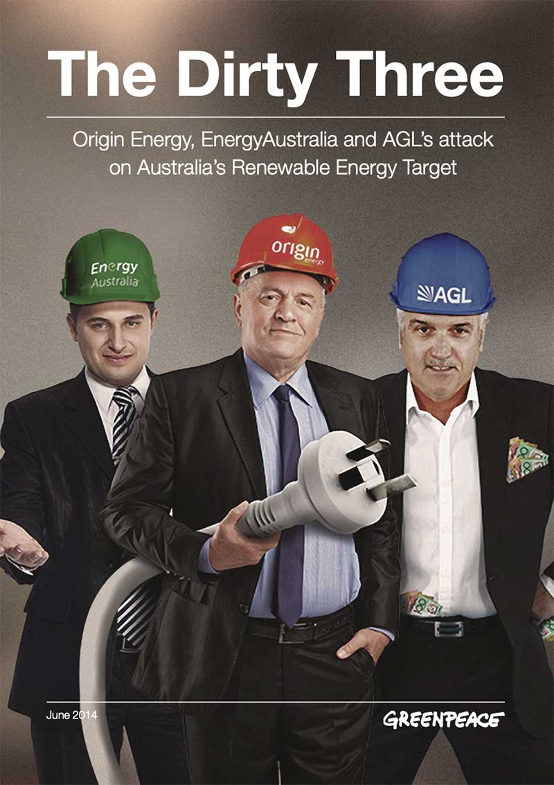 Greenpeace report: Origin Energy, EnergyAustralia and AGL's attack on Australia's Renewable Energy Target