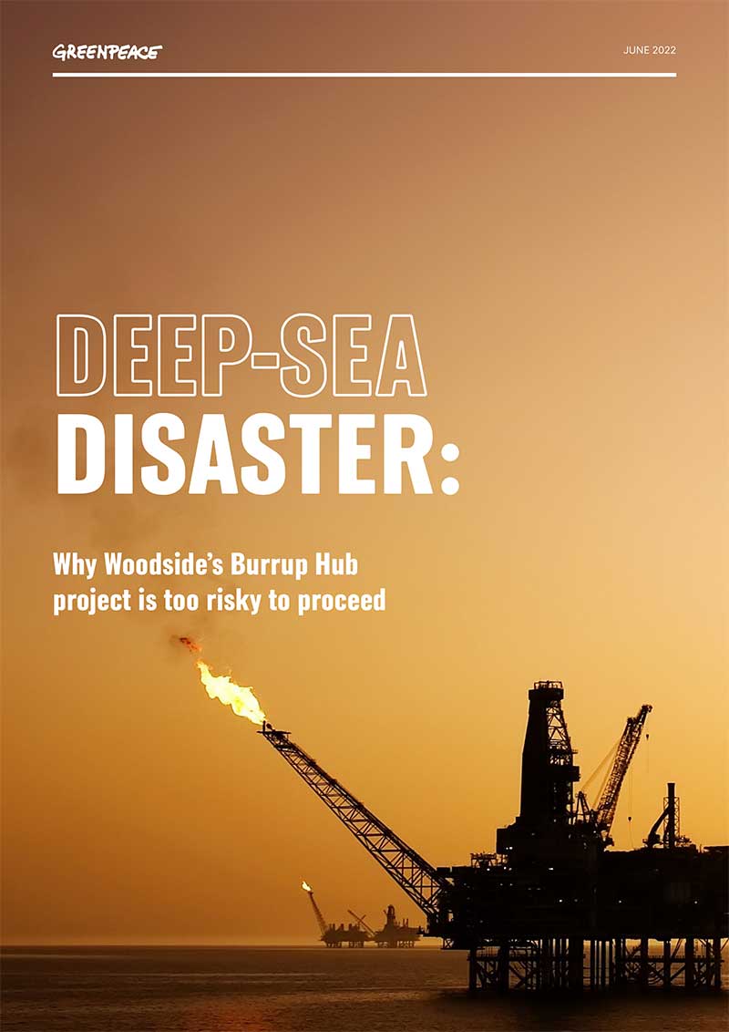 Greenpeace Report: Deep-Sea Disaster Woodsides Burrup Hub project is too risky to proceed
