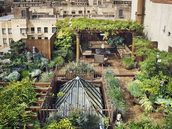 Rooftop garden in Chelsea, New York City, USA
