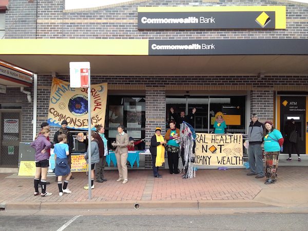 Talking to the public about CommBank's funding of fossil fuels.