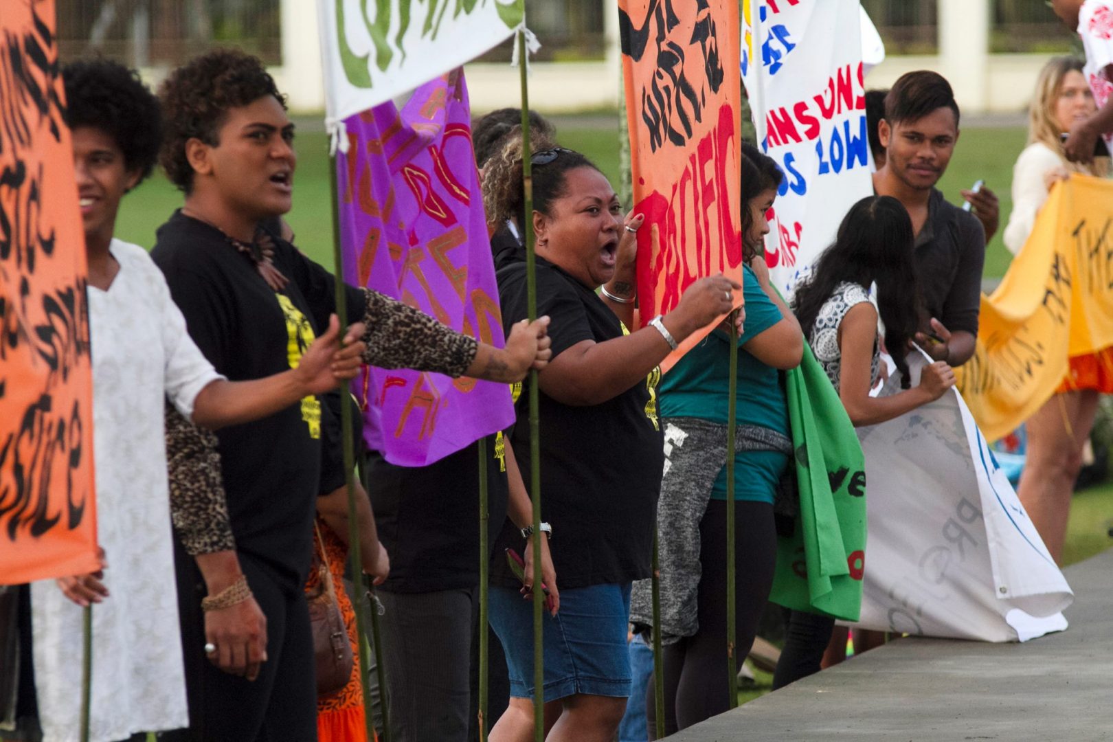 Activists in Albert Park Suva July 3rd before Climate Action Pacific Partnerships conference