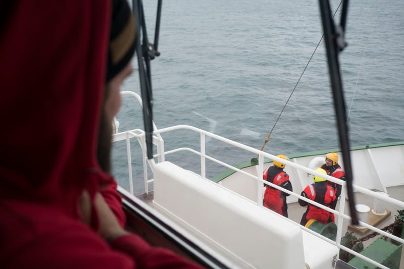 Norwegian Coast Guard arriving to seize the Arctic Sunrise and arrest activists and crew members 17 Aug, 2017 © Greenpeace 