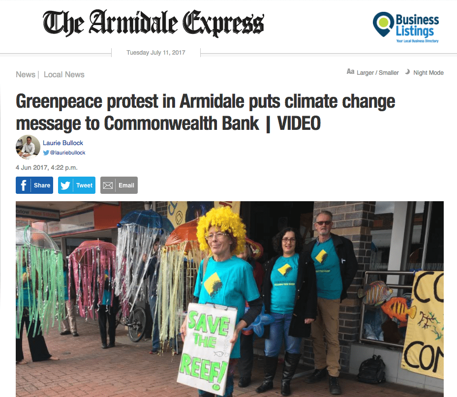 Our action made it into the local newspaper The Armidale Express.