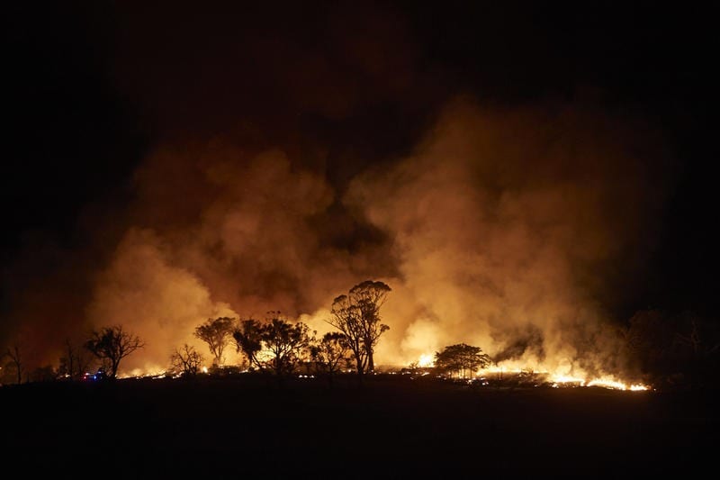 The New South Wales 'Mega' fire burns on the outskirts of the small town of Tumbarumba