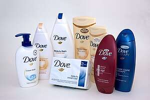 The range of Unilever ‘Dove’ products containing palm oil ingredients.