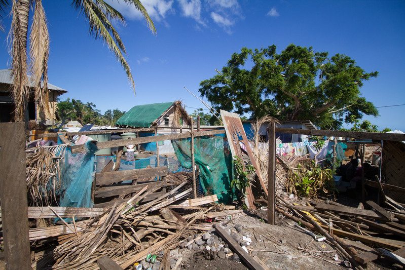 One of many buildings on Tanna Island destroyed by Cyclone Pam. Tanna Island is one of the outer Islands of Vanuatu and was hit by Cyclone Pam in March 2015. Greenpeace is in Vanuatu to help deliver relief to outlying islands. After Cyclone Pam devastated Vanuatu, 