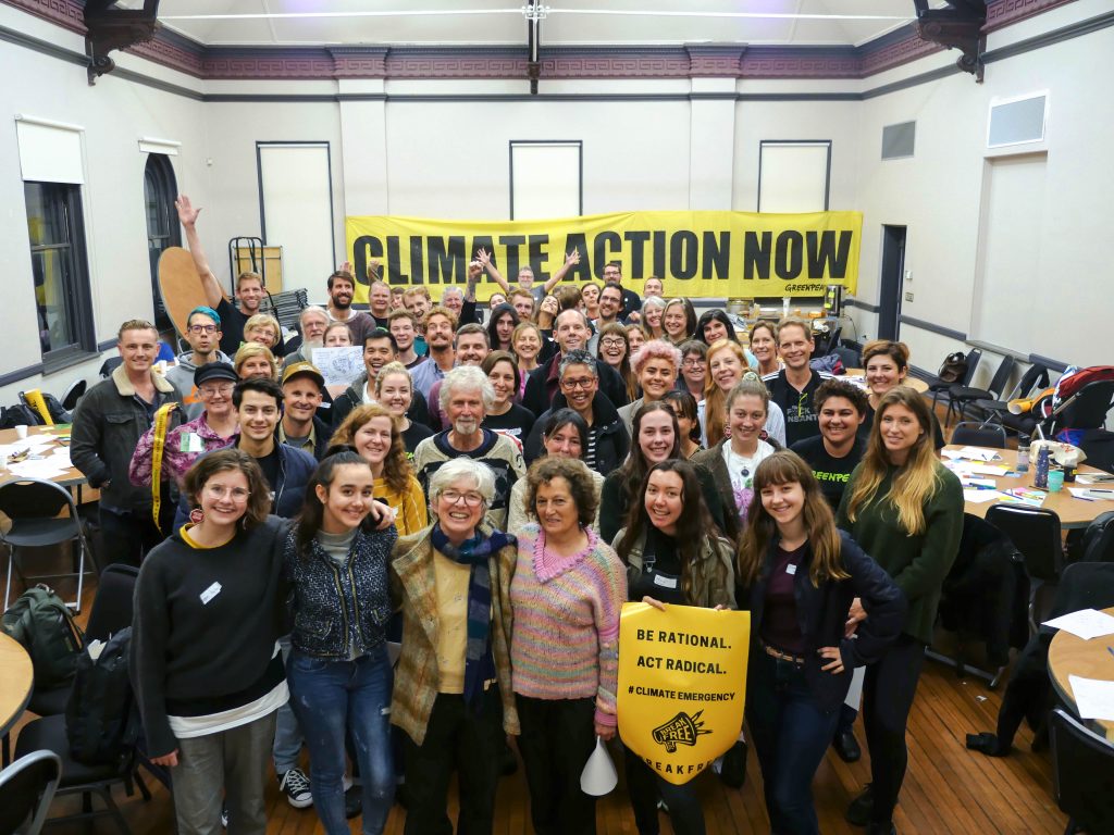 Climate activists at the Sydney Break Free training