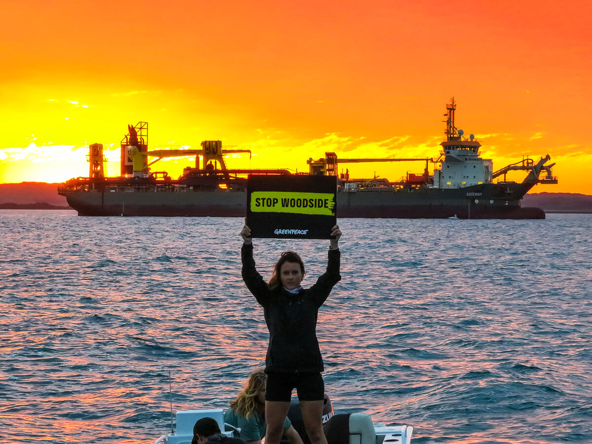 Protest at the Burrup Hub Gas Project in Australia