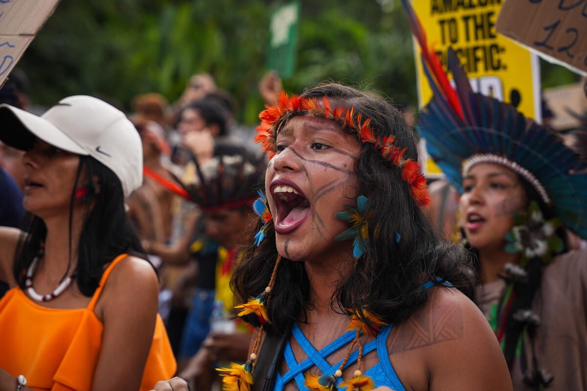 Indigenous March Kicks off the Second Week of COP30 in Belém. © Filipe Bispo / Greenpeace