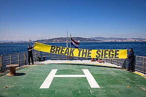MY Arctic Sunrise Joins the Global Sumud Flotilla in the Mediterranean Sea. &copy; Max Cavallari / Greenpeace