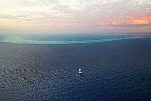 Rainbow Warrior near Woodside's Proposed Drill Sites at Scott Reef,  Australia. &copy; Greenpeace / Alex Westover